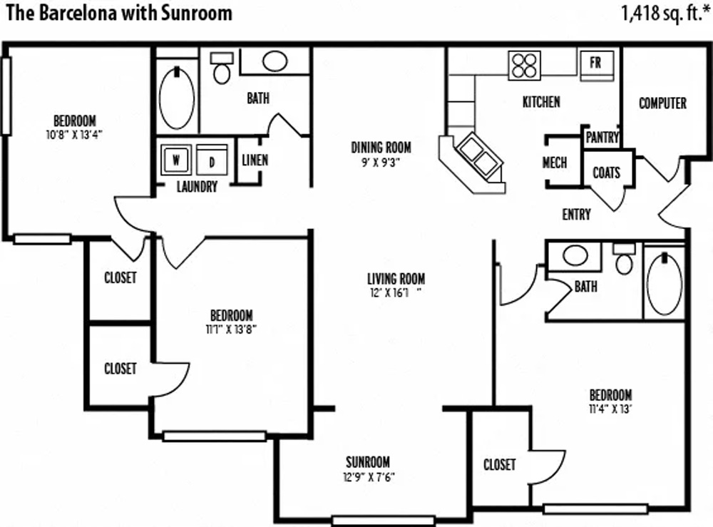 The Barcelona Sunroom floor plan